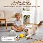 Honey Tour 1080P Pet Camera Robot: Indoor Movable Home Security Camera with App Control, Night Vision, 2-Way Talk, Motion Detection, SD Card Storage, Smart Pet Cam for Cat/Dog/Baby/Elderly Monitor