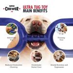 SuperChewer Tough Tug Pull Toy | Lifetime Replacement | Strong Natural Rubber | Interactive Tug-of-War Toy for Dogs | Ultra Durable Chew Toys for Aggressive Chewers | For Medium & Large Breeds