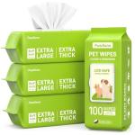 Hypoallergenic Pet Wipes for Dogs & Cats – Quick Clean & Deodorize Paws, Butt, Eyes, Ears, Face & Fur | Daily Grooming After Walks and Between Baths | Extra Large & Thick | Coconut Scented, 400 Count