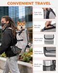 FOXFOCUS Dog Backpack Carrier for Medium Dogs - 4-Layer Protection, Under 30 lb, Waterproof, Adjustable Dog Hiking Backpack with Storage Pockets, Reflective Strips, Non-Slip Handle for Travel - Grey