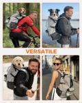 FOXFOCUS Dog Backpack Carrier for Medium Dogs - 4-Layer Protection, Under 30 lb, Waterproof, Adjustable Dog Hiking Backpack with Storage Pockets, Reflective Strips, Non-Slip Handle for Travel - Grey