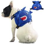 IDOMIK Dog Backpack Harness, No-Pull Dog Backpack with D-Ring for Small Medium Dogs, Cute Self Carrier Backpack for Dogs to Wear, Adjustable Dog Harness Backpack for Traveling Camping Hiking,Shark,XS