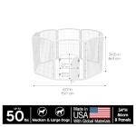IRIS USA 34" Exercise 8-Panel Pet Playpen with Door, Dog Playpen, Puppy Playpen, Small Medium Large Dogs, Keep Pets Secure, Easy Assemble, Rust-Free, Heavy-Duty Molded Plastic, Customizable, White