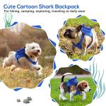 IDOMIK Dog Backpack Harness, No-Pull Dog Backpack with D-Ring for Small Medium Dogs, Cute Self Carrier Backpack for Dogs to Wear, Adjustable Dog Harness Backpack for Traveling Camping Hiking,Shark,XS