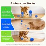 Invengo Interactive Dog Ball, Automatic Rolling Dog Toys with 3 Play Modes, E-TPU Material Dog Balls, IP65 Waterproof Interactive Dog Toys for Medium Dogs(Blue)