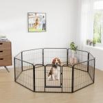 FDW Dog Playpen Dog Pen Dog Kennel 8 Panel 24 Inch Hight Indoor Outdoor Folding Metal Portable Puppy Exercise Pen Heavy Duty Dog Fence for Yard Camping,Black