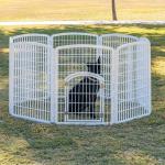 IRIS USA 34" Exercise 8-Panel Pet Playpen with Door, Dog Playpen, Puppy Playpen, Small Medium Large Dogs, Keep Pets Secure, Easy Assemble, Rust-Free, Heavy-Duty Molded Plastic, Customizable, White
