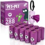 PET N PET Poop Bags for Dogs, 288 Count Lavender Scented Dog Waste Bags with Leash Dispenser, USDA Certified 38% Plant Based & 62% PE Dogs Waste Bag