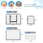 FDW Dog Playpen Dog Pen Dog Kennel 8 Panel 24 Inch Hight Indoor Outdoor Folding Metal Portable Puppy Exercise Pen Heavy Duty Dog Fence for Yard Camping,Black