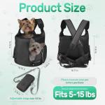 YUDODO Dog Front Backpack Carrier 5-15 lbs, Soft Breathable Pet Front Facing Carrier with Adjustable Straps, Multi-Pocket Design, for Small Dogs & Cats (with Detachable Sling Pouch - Black)