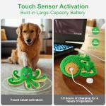 Qraxond Interactive Dog Toys Octopus,Durable Automatic Jumping Dog Toy to Keep Them Busy,Squeaky Moving Tug of War Doggie Toy,USB Rechargeable,Not for Aggressive Chewers (Green)