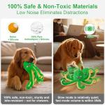 Qraxond Interactive Dog Toys Octopus,Durable Automatic Jumping Dog Toy to Keep Them Busy,Squeaky Moving Tug of War Doggie Toy,USB Rechargeable,Not for Aggressive Chewers (Green)