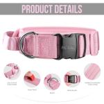 OneTigris Tough Dog Collars, Tactical Dog Collar with Handle, Milltary Adjustable Dog Collar with Heavy Duty Metal Buckle for Training (Large,Pink)