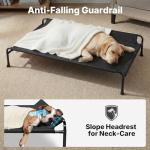 Veehoo Outdoor Dog Bed, Raised Dog Beds for Large Dogs, Elevated Dog Bed with Headrest, Washable Cooling Pet Cot with Non-Skid Feet, Breathable Mesh, Pet Hammock for Indoor or Camping, 47", Black