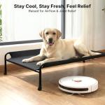 Veehoo Outdoor Dog Bed, Raised Dog Beds for Large Dogs, Elevated Dog Bed with Headrest, Washable Cooling Pet Cot with Non-Skid Feet, Breathable Mesh, Pet Hammock for Indoor or Camping, 47", Black