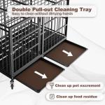 Snuowu 48 Inch Heavy Duty Dog Crate with Wheels，Indestructible Escape-Proof Dog Cage for Large Dogs, Extra Large XL XXL Indestructible Dog Crate with Removable Tray.