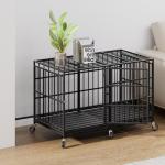 Snuowu 48 Inch Heavy Duty Dog Crate with Wheels，Indestructible Escape-Proof Dog Cage for Large Dogs, Extra Large XL XXL Indestructible Dog Crate with Removable Tray.