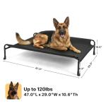 Veehoo Outdoor Dog Bed, Raised Dog Beds for Large Dogs, Elevated Dog Bed with Headrest, Washable Cooling Pet Cot with Non-Skid Feet, Breathable Mesh, Pet Hammock for Indoor or Camping, 47", Black