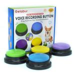 Gelabur Set of 4 Dog Buttons for Communication, Voice Recordable Buttons for Classroom, Dog Training Talking Buttons Starter Set, Pet Easy Speaking Buttons Tools