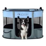 Dekool Foldable Dog Cat Playpen, Portable Dog Crate for Puppies, Cat, Puppy Play Pen for Indoors, Kennel Tent Crate for Indoor Outdoor Travel Camping Use with Carrying Case (Blue, M)