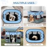 Dekool Foldable Dog Cat Playpen, Portable Dog Crate for Puppies, Cat, Puppy Play Pen for Indoors, Kennel Tent Crate for Indoor Outdoor Travel Camping Use with Carrying Case (Blue, M)
