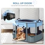 Dekool Foldable Dog Cat Playpen, Portable Dog Crate for Puppies, Cat, Puppy Play Pen for Indoors, Kennel Tent Crate for Indoor Outdoor Travel Camping Use with Carrying Case (Blue, M)
