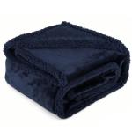 ZAKAPAWS Waterproof Dog Blanket for Medium Dogs - Reversible Washable Pet Blanket, Soft Sherpa Fleece Furniture Protector, Cat Throw Bed Couch, Navy, 30"x40"