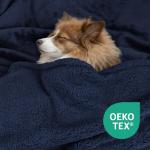 ZAKAPAWS Waterproof Dog Blanket for Medium Dogs - Reversible Washable Pet Blanket, Soft Sherpa Fleece Furniture Protector, Cat Throw Bed Couch, Navy, 30"x40"