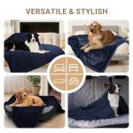 ZAKAPAWS Waterproof Dog Blanket for Medium Dogs - Reversible Washable Pet Blanket, Soft Sherpa Fleece Furniture Protector, Cat Throw Bed Couch, Navy, 30"x40"