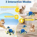 ETACCU Interactive Dog Toys Octopus, Moving Dog Toy to Keep Them Busy, Durable Automatic Jumping Dog Toy Bouncing Dogs Toy Squeaky Moving Tug of War Doggie Toy for Small Medium Large Dogs (Blue)