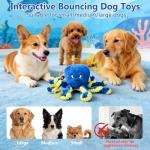 ETACCU Interactive Dog Toys Octopus, Moving Dog Toy to Keep Them Busy, Durable Automatic Jumping Dog Toy Bouncing Dogs Toy Squeaky Moving Tug of War Doggie Toy for Small Medium Large Dogs (Blue)