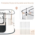 Dog Play Pen with Waterproof pad,Portable Dog Crates for Medium Dogs Kennel Tent,Dog Cages Indoor Breathable Mesh Collapsible Dog House Travel Playpen for Dogs Indoor & Outdoor(Medium, Beige)