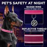 TECEUM Reflective Dog Collar – Hot Pink – M – Extra Soft Padding – Basic Nylon Pet Collar – Quick Release Buckle – Fits Small, Medium and Large Dogs, Puppies, Cats – ESA & Service Dog Options