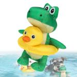 EXPAWLORER 2-in-1 Squeaky Floating Dog Toys for Small Medium Large Dogs, Crocodile & Duck Set Water Pool Toys with Squeakers, Interactive Outdoor Fetch Pet Toy for Beach Lake Summer Essentials