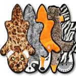 Jalousie 5 Pack Ultra Tough No Stuffing Squeaky Dog Toys for Large Dogs No Mess Interactive Durable Plush Chew Toy Indestructible Dog 6 Layers (5 Pack Strong Plushy Animal Pattern, Large to XLarge)