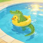 EXPAWLORER 2-in-1 Squeaky Floating Dog Toys for Small Medium Large Dogs, Crocodile & Duck Set Water Pool Toys with Squeakers, Interactive Outdoor Fetch Pet Toy for Beach Lake Summer Essentials