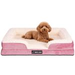 Orthopedic Dog Bed for Large Medium Sized, Washable Memory Foam Large Dog Bed, Medium Pet Sofa with Removable Cover, Washable Waterproof Pet Couch Beds(Pink, M)