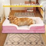 Orthopedic Dog Bed for Large Medium Sized, Washable Memory Foam Large Dog Bed, Medium Pet Sofa with Removable Cover, Washable Waterproof Pet Couch Beds(Pink, M)