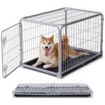 ZOMISIA Collapsible Dog Crate for Medium Dogs - 36 inch Escape Proof Metal Dog Kennel with Double Door, Easy Assembly Foldable Dog Cage with Removable Tray, Indoor Outdoor Use, Silver Gray