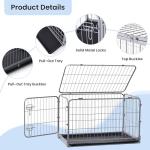 ZOMISIA Collapsible Dog Crate for Medium Dogs - 36 inch Escape Proof Metal Dog Kennel with Double Door, Easy Assembly Foldable Dog Cage with Removable Tray, Indoor Outdoor Use, Silver Gray