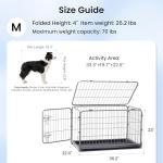 ZOMISIA Collapsible Dog Crate for Medium Dogs - 36 inch Escape Proof Metal Dog Kennel with Double Door, Easy Assembly Foldable Dog Cage with Removable Tray, Indoor Outdoor Use, Silver Gray