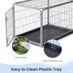 ZOMISIA Collapsible Dog Crate for Medium Dogs - 36 inch Escape Proof Metal Dog Kennel with Double Door, Easy Assembly Foldable Dog Cage with Removable Tray, Indoor Outdoor Use, Silver Gray