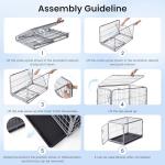 ZOMISIA Collapsible Dog Crate for Medium Dogs - 36 inch Escape Proof Metal Dog Kennel with Double Door, Easy Assembly Foldable Dog Cage with Removable Tray, Indoor Outdoor Use, Silver Gray