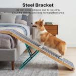 Veehoo Folding Dog Ramp for Bed Couch, 65" Long Stairs for Dogs to Get on High Bed with Platform and 5 Adjustable Height 20" to 31“, Wooden Senior Dog Ramp Steps for Small to Large Dogs, up to 220lbs