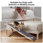 Veehoo Folding Dog Ramp for Bed Couch, 65" Long Stairs for Dogs to Get on High Bed with Platform and 5 Adjustable Height 20" to 31“, Wooden Senior Dog Ramp Steps for Small to Large Dogs, up to 220lbs