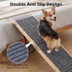 Veehoo Folding Dog Ramp for Bed Couch, 65" Long Stairs for Dogs to Get on High Bed with Platform and 5 Adjustable Height 20" to 31“, Wooden Senior Dog Ramp Steps for Small to Large Dogs, up to 220lbs