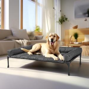 Veehoo Cooling Elevated Dog Bed with Bolster Mat