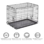 Double Door Folding Metal Dog Crate for Medium Breeds