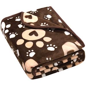 AHOOCUSTOM Soft Fleece Dog Blanket with Paw Print