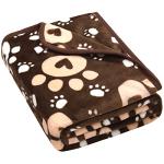 AHOOCUSTOM Soft Fleece Dog Blanket with Paw Print